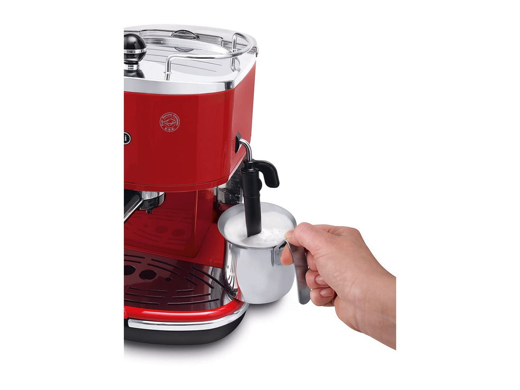 Kaffique - Icona Manuelli Espresso-Maschine, für Kaffeepulver oder Kapsle, Rot