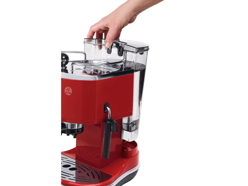 Kaffique - Icona Manuelli Espresso-Maschine, für Kaffeepulver oder Kapsle, Rot