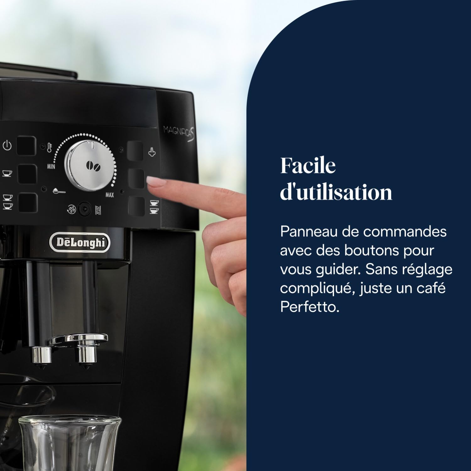 Kaffique - Magnifica S - Perfetti automatische Kaffeemaschine mit manuellem Milchschäumer, Schwarz