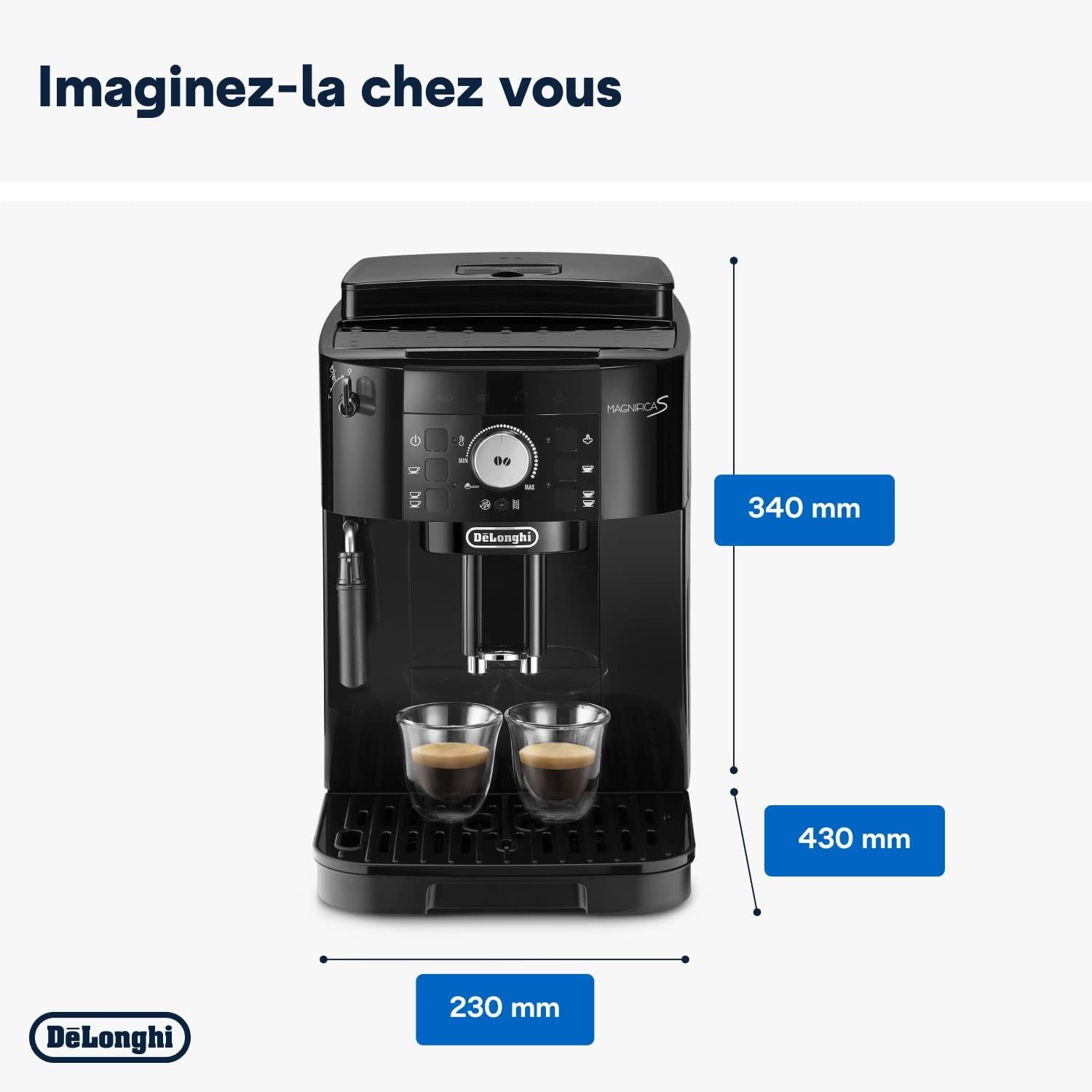 Kaffique - Magnifica S - Perfetti automatische Kaffeemaschine mit manuellem Milchschäumer, Schwarz