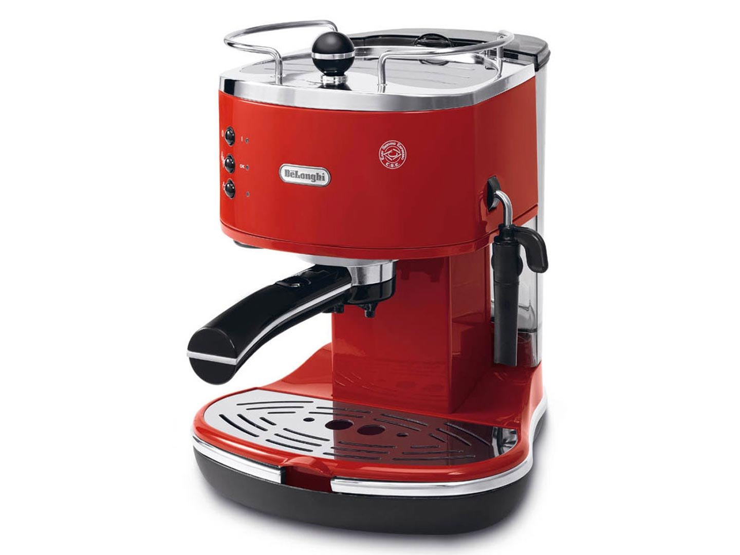 Kaffique - Icona Manuelli Espresso-Maschine, für Kaffeepulver oder Kapsle, Rot