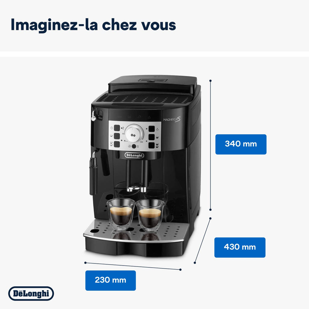 Kaffique - Magnifica S - Perfetti automatische Kaffeemaschine mit manuellem Milchschäumer, Schwarz