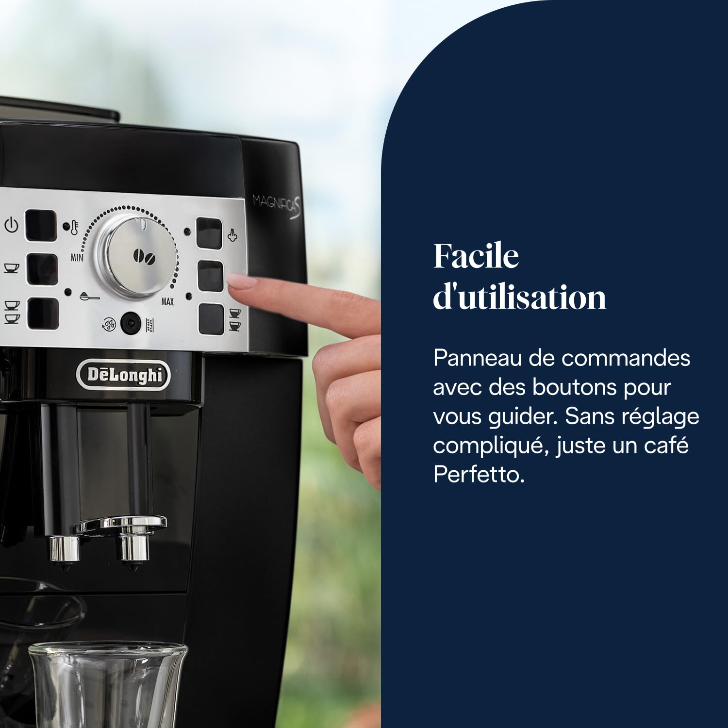 Kaffique - Magnifica S - Perfetti automatische Kaffeemaschine mit manuellem Milchschäumer, Schwarz