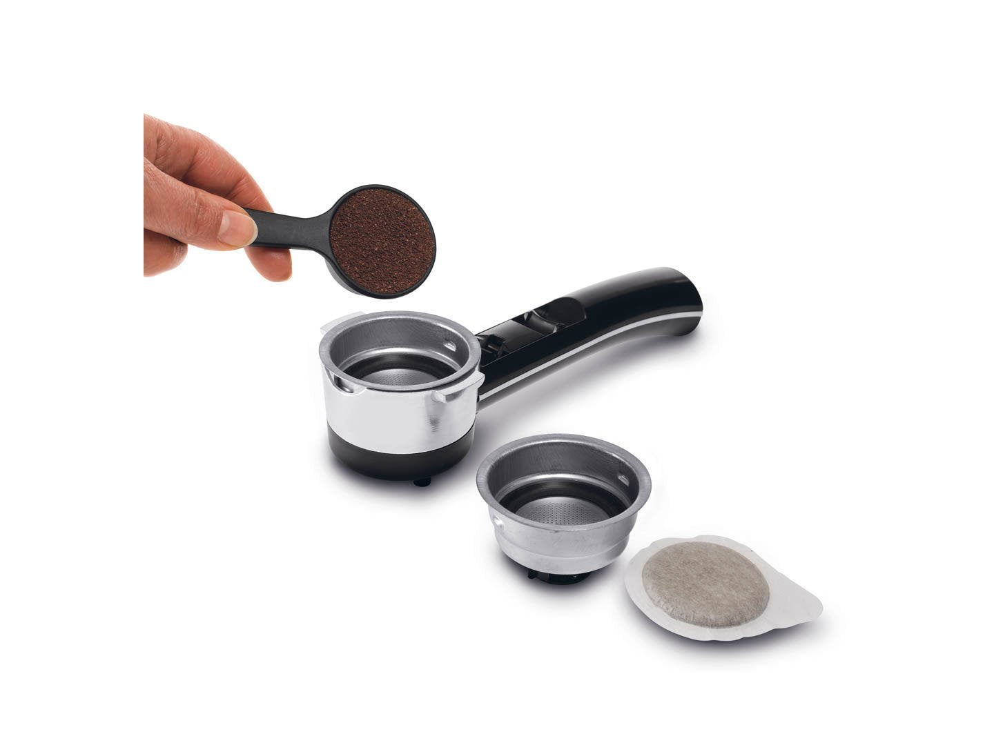 Kaffique - Icona Manuelli Espresso-Maschine, für Kaffeepulver oder Kapsle, Rot