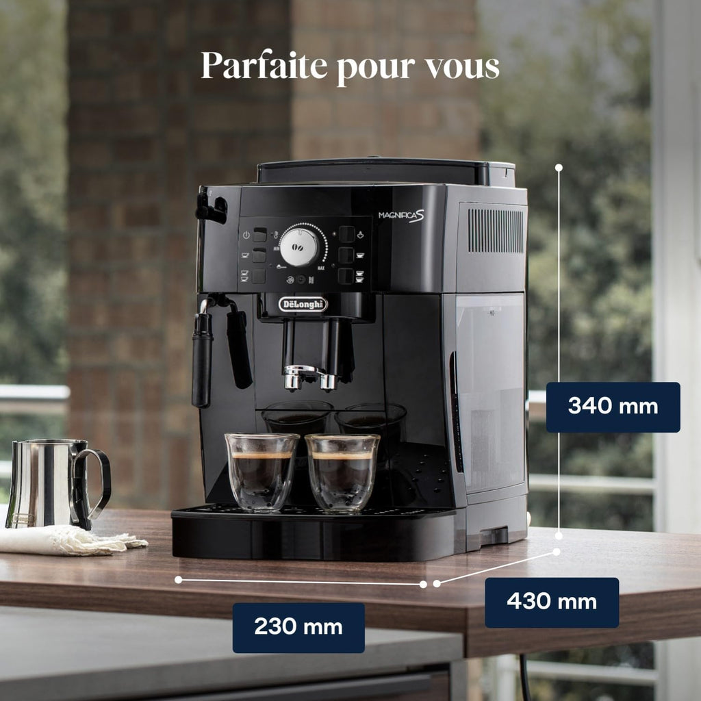 Kaffique - Magnifica S - Perfetti automatische Kaffeemaschine mit manuellem Milchschäumer, Schwarz