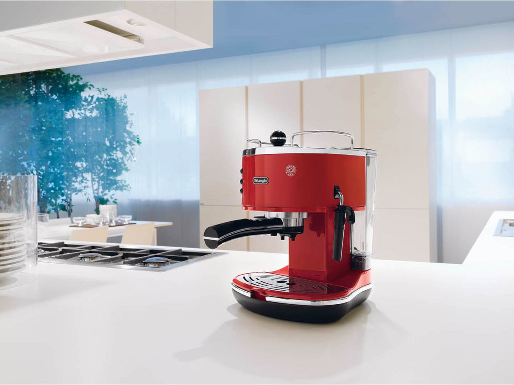 Kaffique - Icona Manuelli Espresso-Maschine, für Kaffeepulver oder Kapsle, Rot