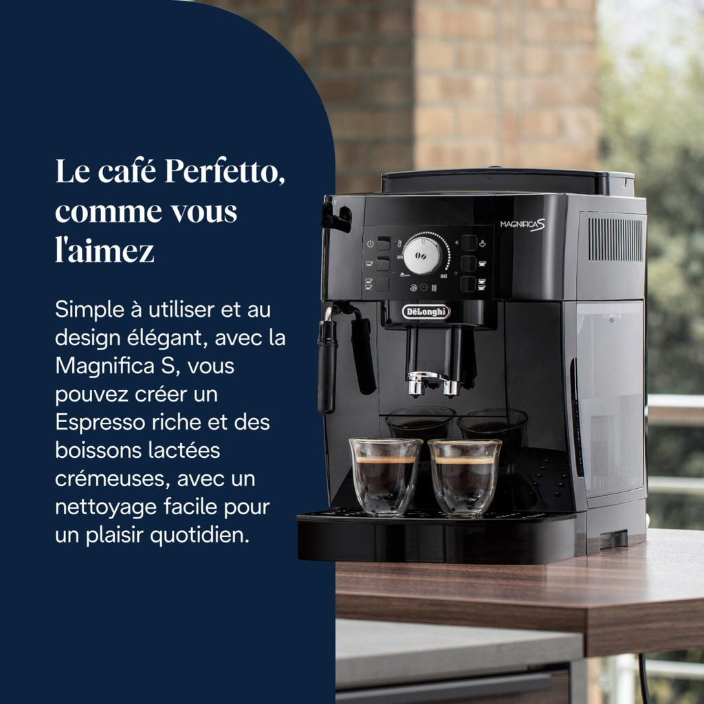 Kaffique - Magnifica S - Perfetti automatische Kaffeemaschine mit manuellem Milchschäumer, Schwarz