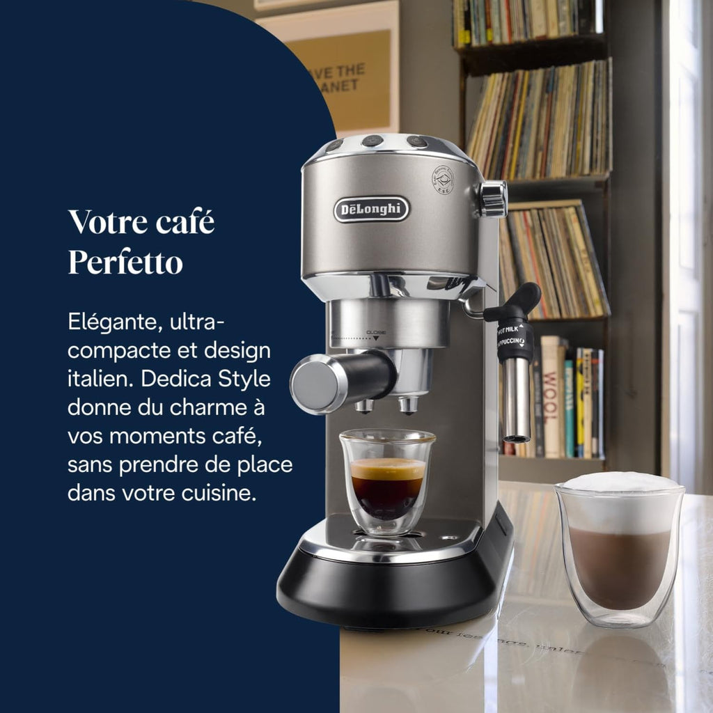 Kaffique - Dedica Style-Perfetto kompakti Espresso-Maschine, Titan