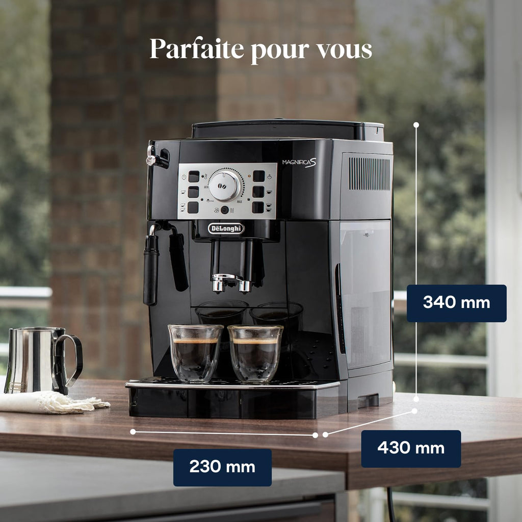 Kaffique - Magnifica S - Perfetti automatische Kaffeemaschine mit manuellem Milchschäumer, Schwarz