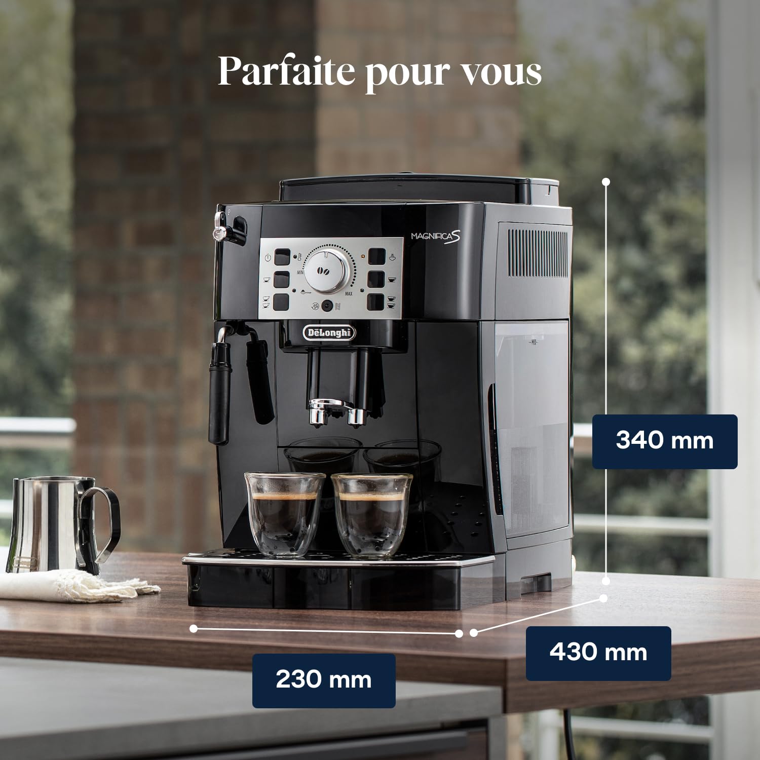 Kaffique - Magnifica S - Perfetti automatische Kaffeemaschine mit manuellem Milchschäumer, Schwarz