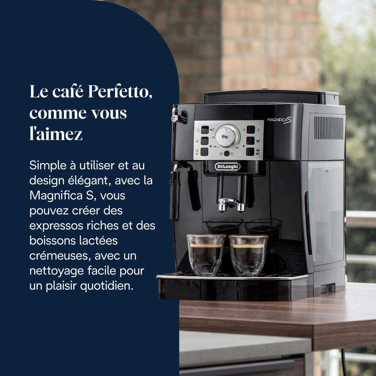 Kaffique - Magnifica S - Perfetti automatische Kaffeemaschine mit manuellem Milchschäumer, Schwarz