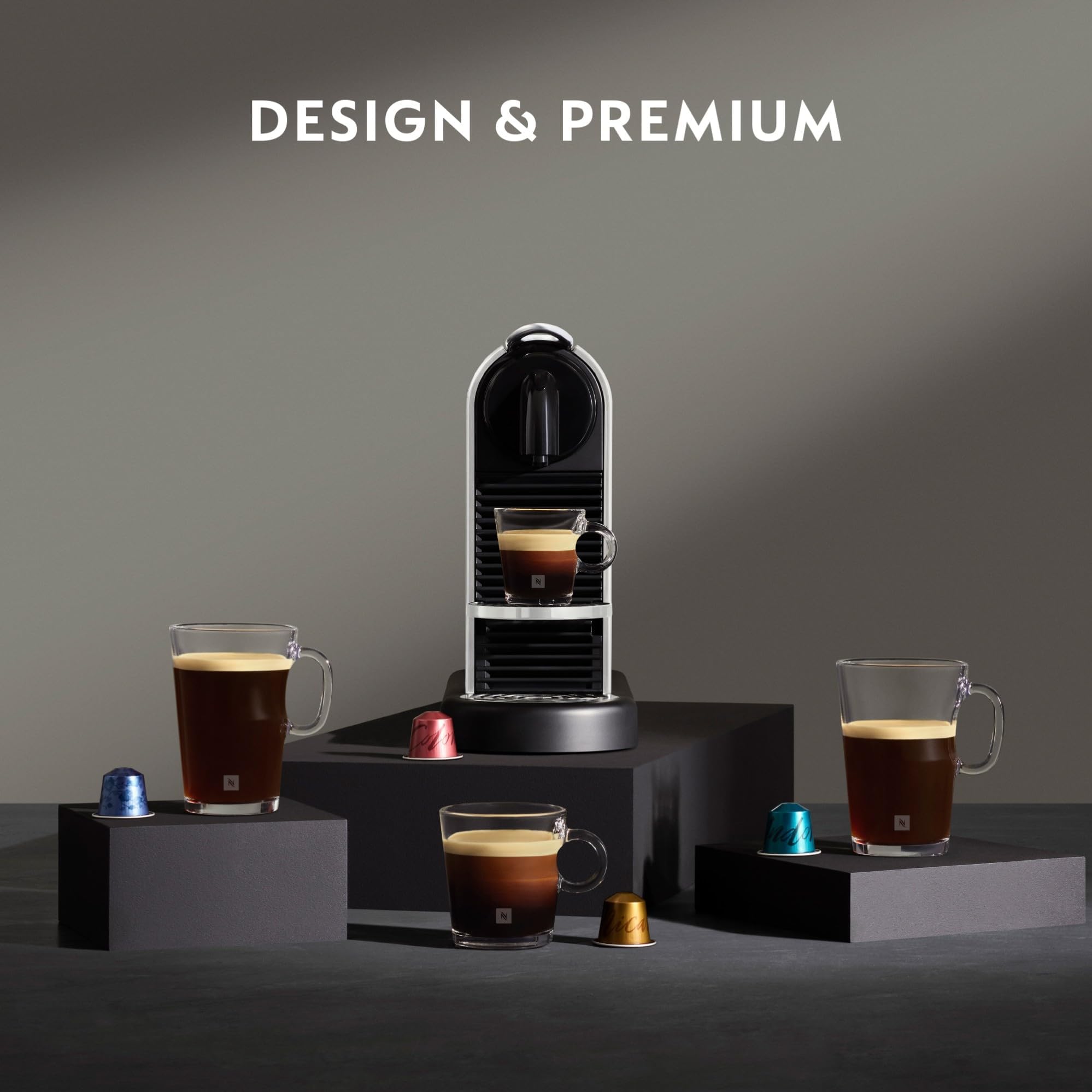 Kaffique - Citiz Kaffeemaschine Silber, 19 Bar + Willkommenskit, moderns Design, Espresso, Lungo und Americano, automatischi Abschaltig